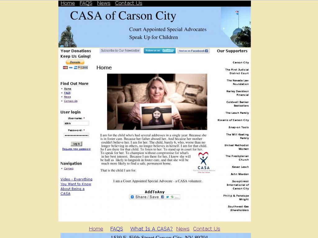 HomePage ScreenShot CASA of CC