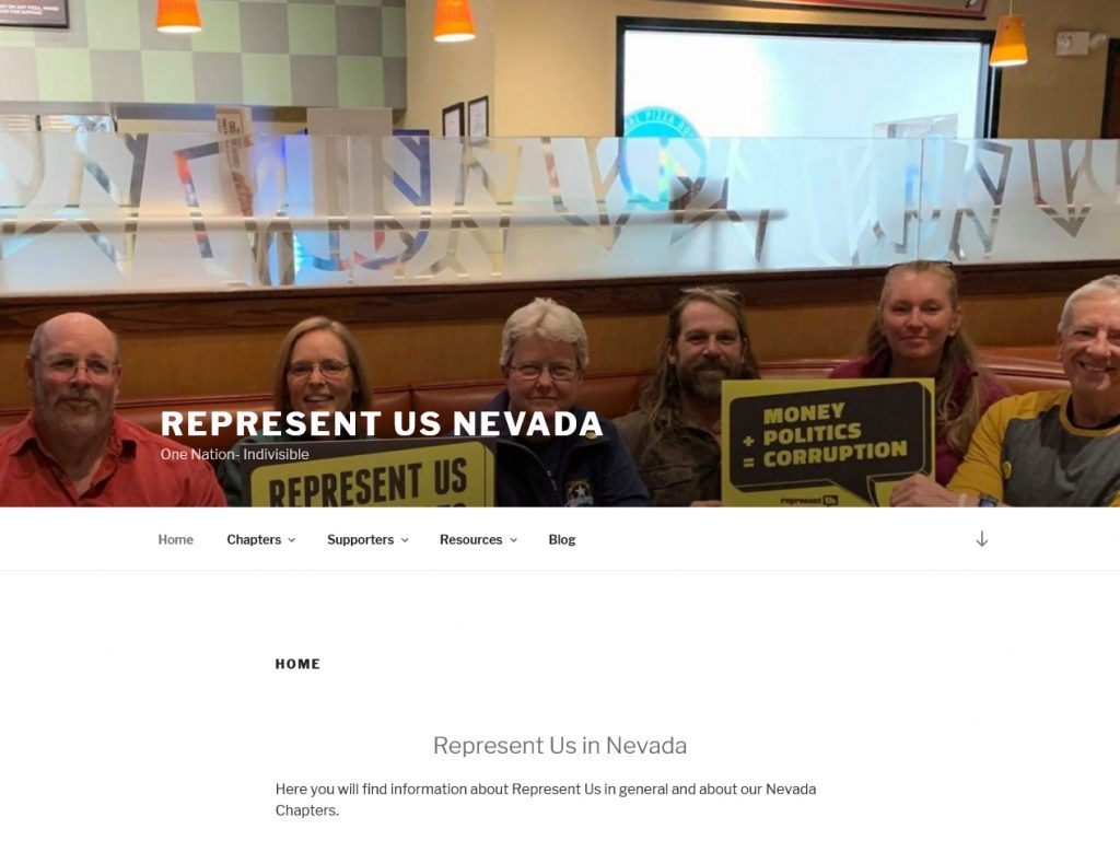 Home Page Screenshot of The Represent Nevada  Website